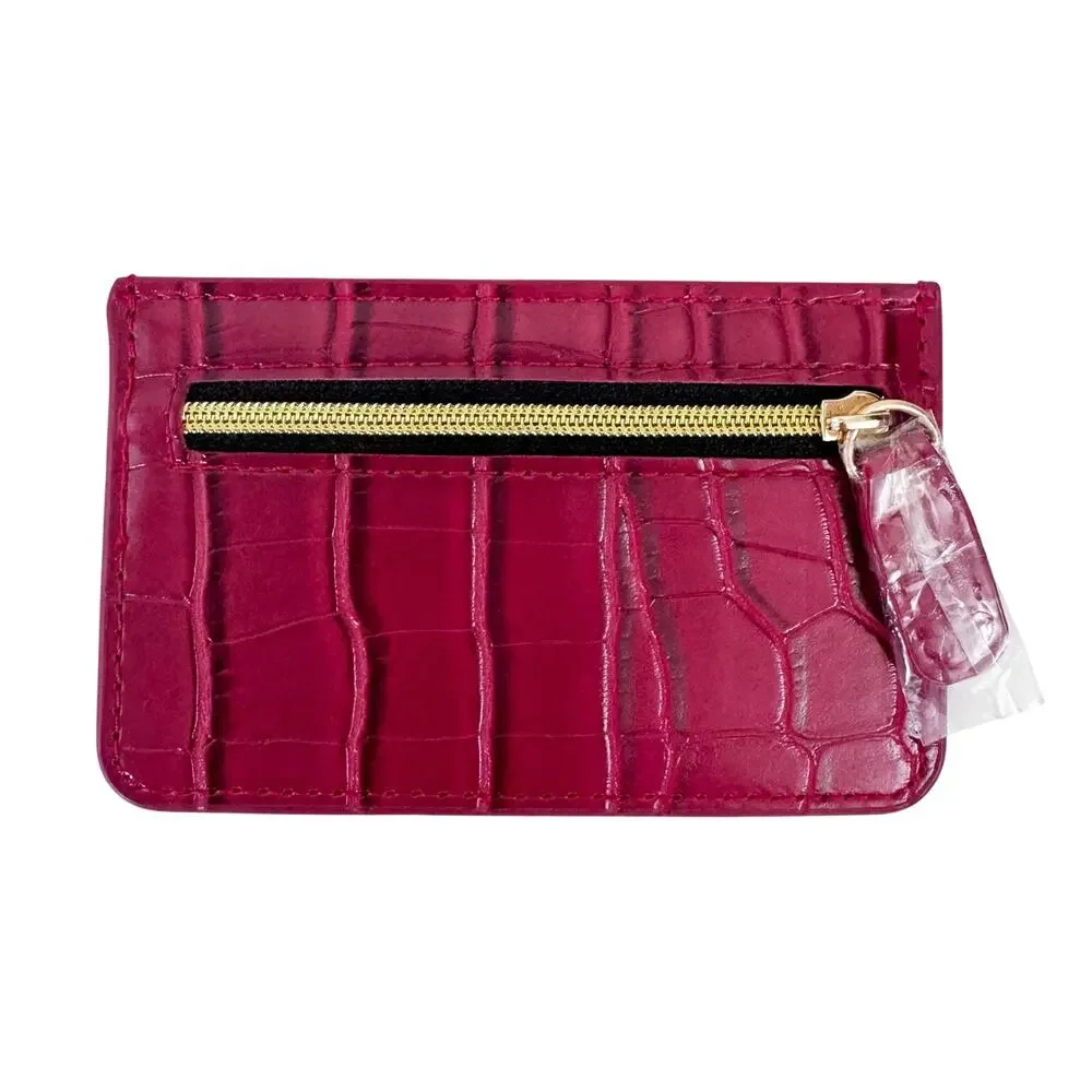 NWOT B-LOW THE BELT Red Croc Embossed Card Holder